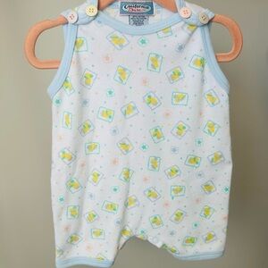 Vintage 90s California Babe Infant Baby Romper with Pastel Duck Print 6-9 Months